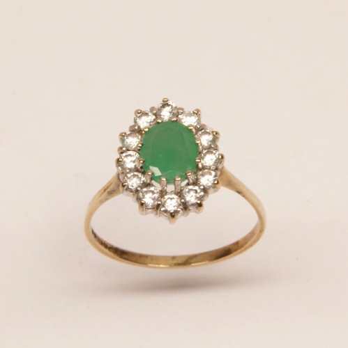 9ct Gold Emerald/CZ Ring